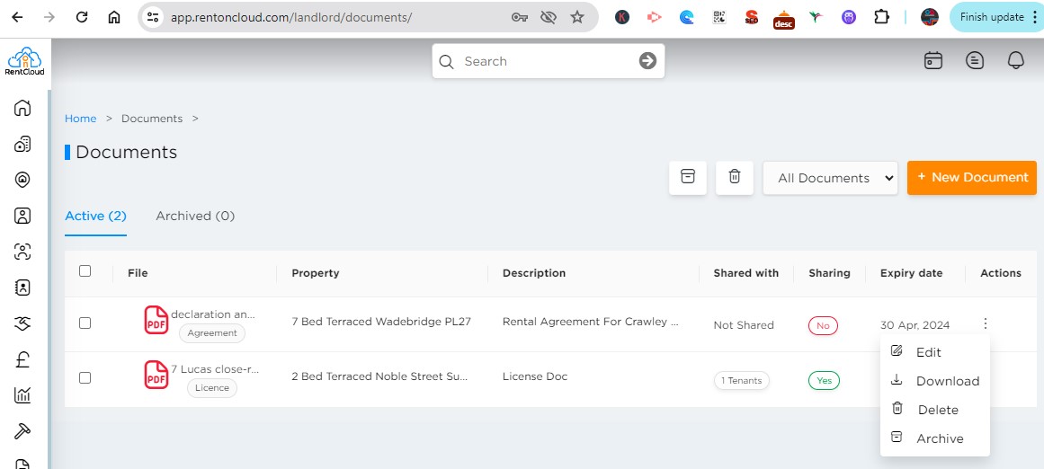 Tenancy Document Management